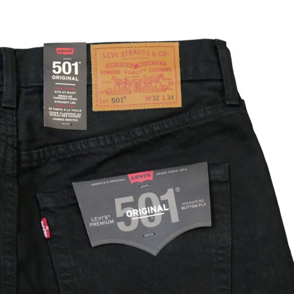 Jean homme noir Levis Premium 501 Original Regular Through Thigh Straight Leg QWE3177