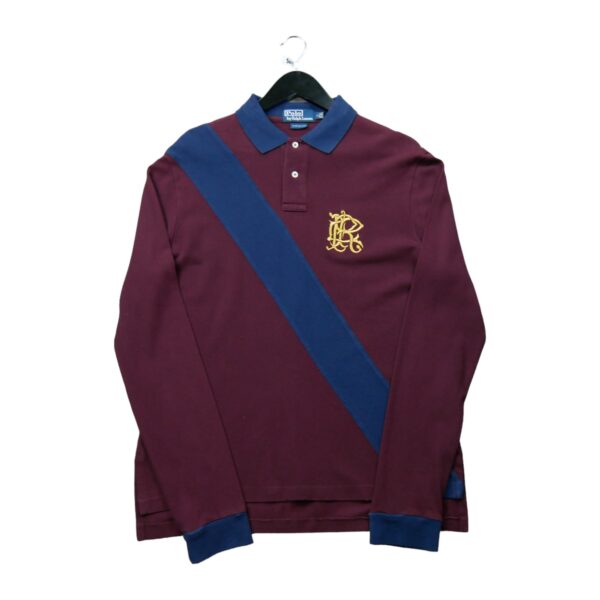 Polo manches longues homme bordeaux Polo Ralph Lauren Col Polo QWE3048