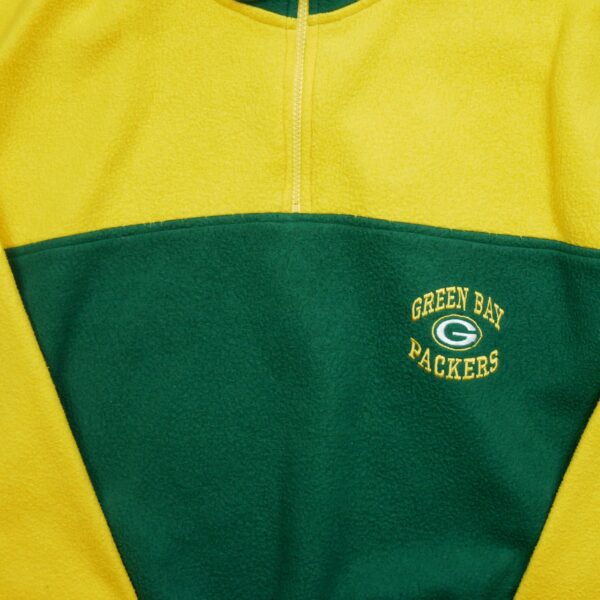 Pull polaires homme manches longues jaune Vintage Col Montant Equipe Green Bay Packers QWE2159