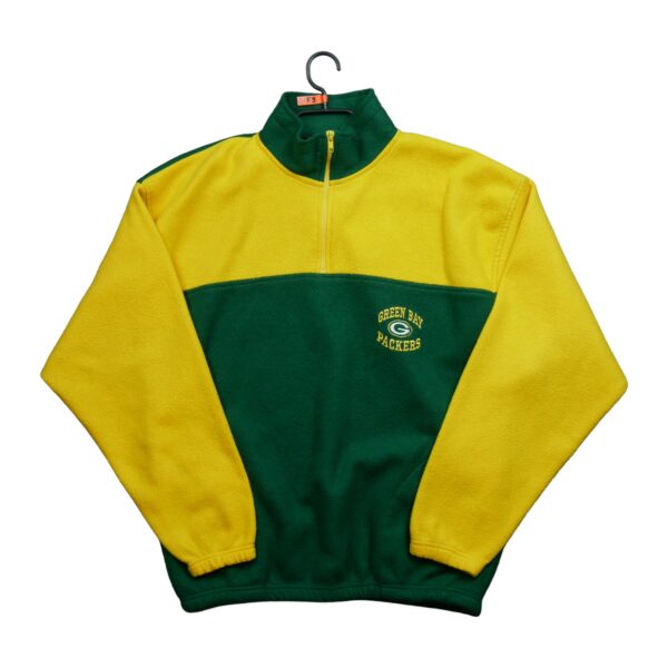 Pull polaires homme manches longues jaune Vintage Col Montant Equipe Green Bay Packers QWE2159