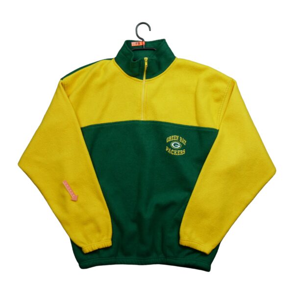Pull polaires homme manches longues jaune Vintage Col Montant Equipe Green Bay Packers QWE2159