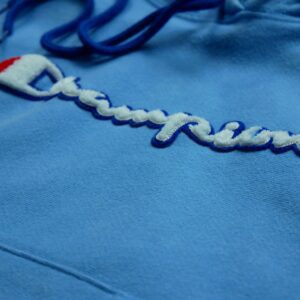 Sweat a capuche femme manches longues bleu clair Champion Motif imprime Col Rond QWE0605