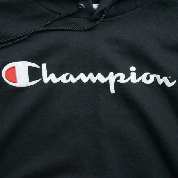 Sweat a capuche homme manches longues noir Champion Motif imprime Col Rond QWE1588