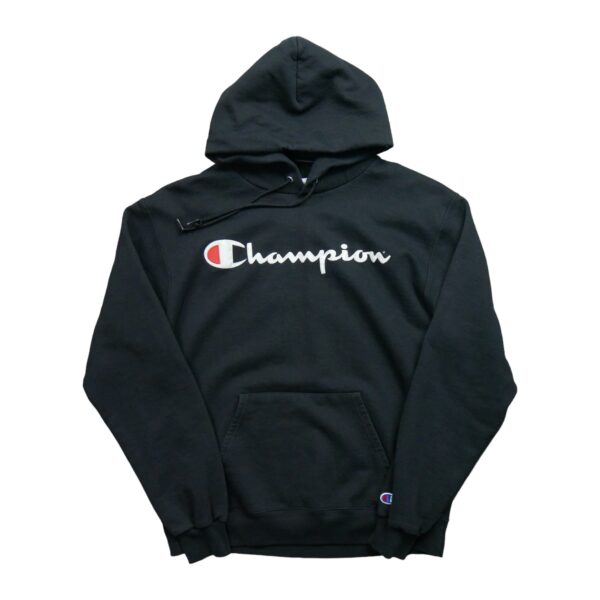Sweat a capuche homme manches longues noir Champion Motif imprime Col Rond QWE1588