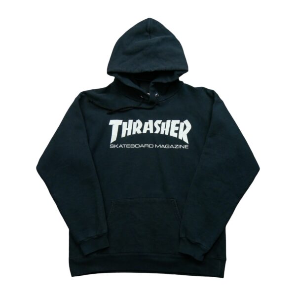Sweat a capuche homme manches longues noir Thrasher Motif imprime Col Rond QWE2138