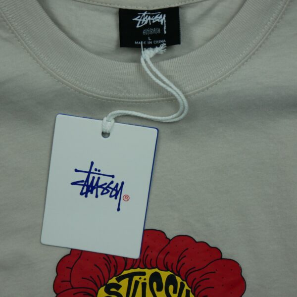 T shirt manches courtes homme beige Stussy Motif imprime Col Rond QWE3790