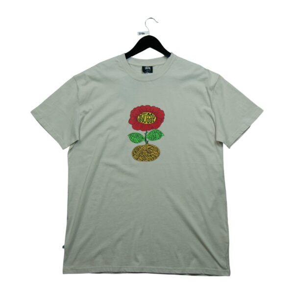 T shirt manches courtes homme beige Stussy Motif imprime Col Rond QWE3790