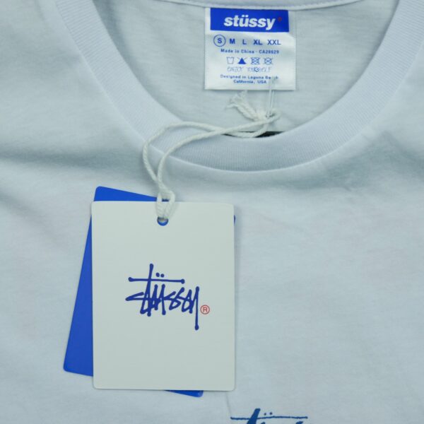 T shirt manches courtes homme blanc Stussy Motif imprime Col Rond QWE3269