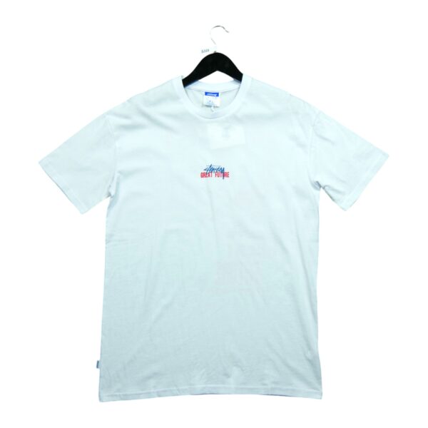 T shirt manches courtes homme blanc Stussy Motif imprime Col Rond QWE3269