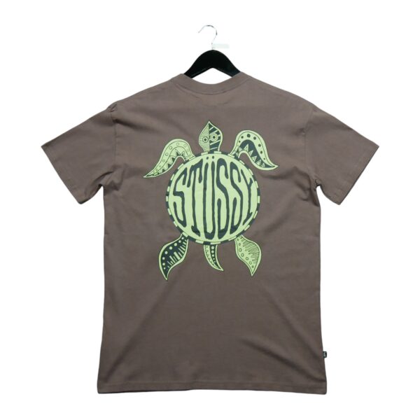 T shirt manches courtes homme marron Stussy Motif imprime Col Rond QWE3113