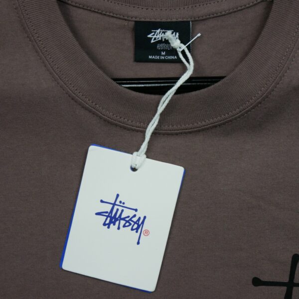 T shirt manches courtes homme marron Stussy Motif imprime Col Rond QWE3489