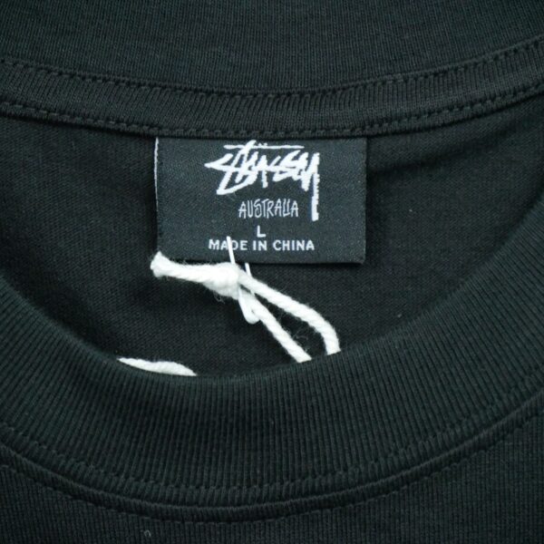 T shirt manches courtes homme noir Stussy Motif imprime Col Rond QWE3264