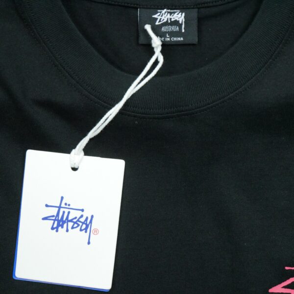 T shirt manches courtes homme noir Stussy Motif imprime Col Rond QWE3264