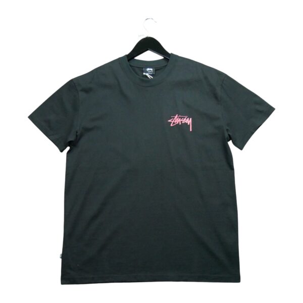 T shirt manches courtes homme noir Stussy Motif imprime Col Rond QWE3264