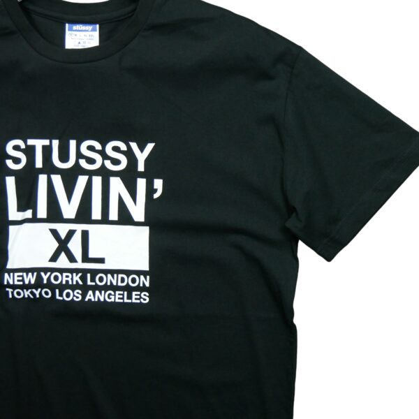 T shirt manches courtes homme noir Stussy Motif imprime Col Rond QWE3580