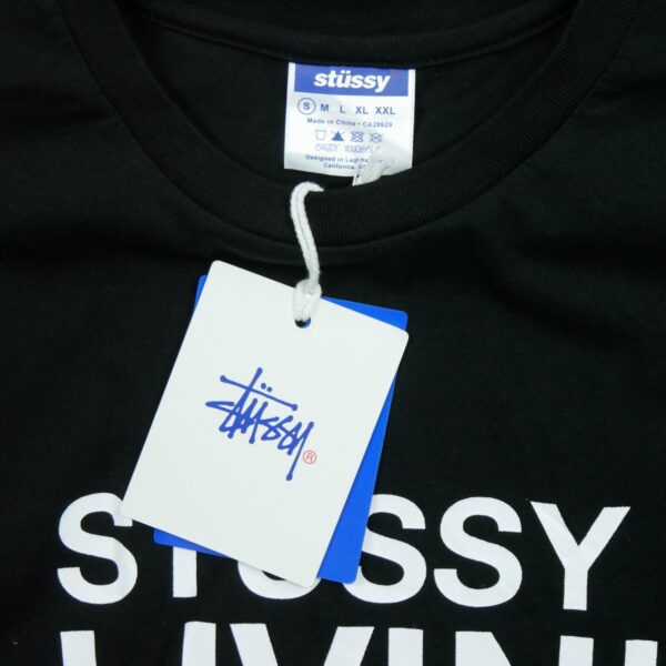 T shirt manches courtes homme noir Stussy Motif imprime Col Rond QWE3580