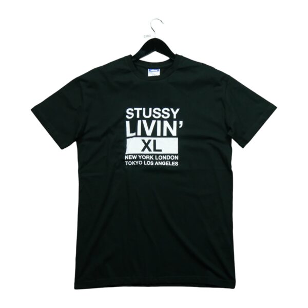 T shirt manches courtes homme noir Stussy Motif imprime Col Rond QWE3580