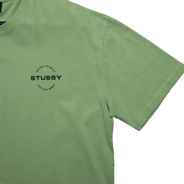 T shirt manches courtes homme vert Stussy Motif imprime Col Rond QWE3064