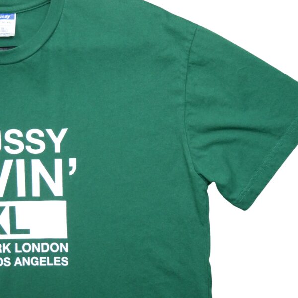 T shirt manches courtes homme vert Stussy Motif imprime Col Rond QWE3319