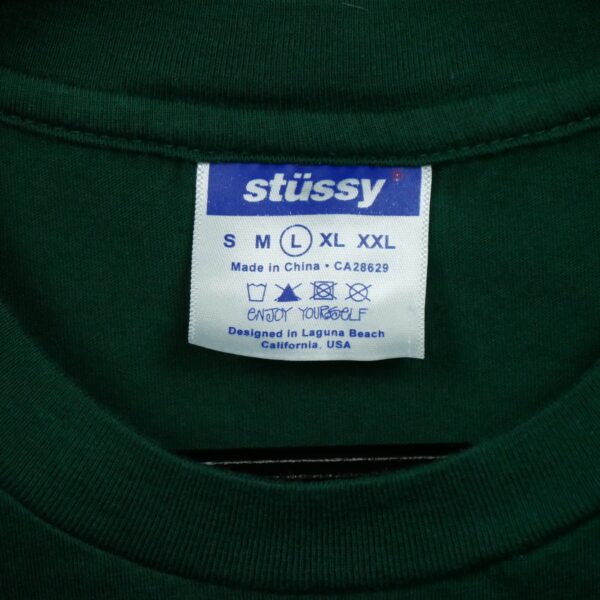 T shirt manches courtes homme vert Stussy Motif imprime Col Rond QWE3319