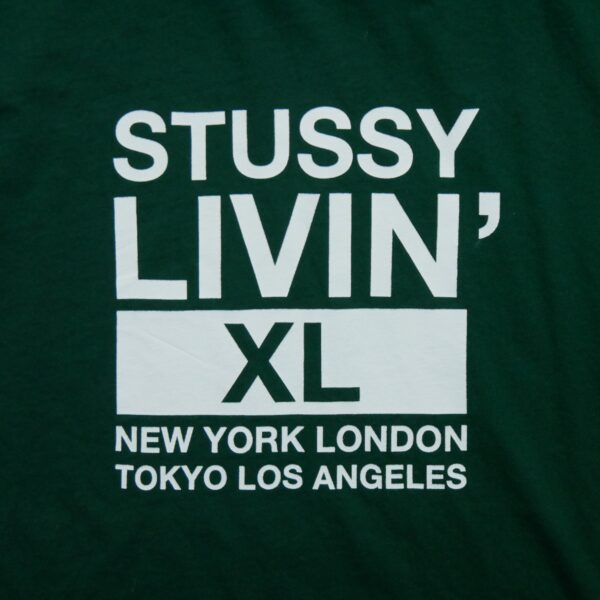 T shirt manches courtes homme vert Stussy Motif imprime Col Rond QWE3494
