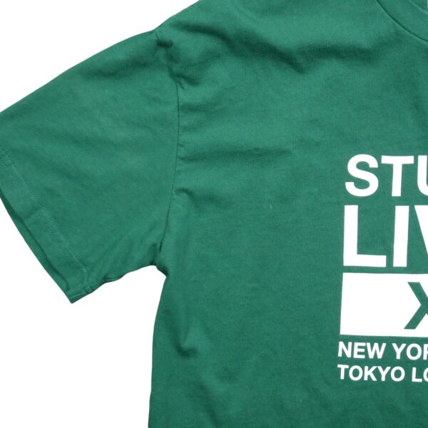T shirt manches courtes homme vert Stussy Motif imprime Col Rond QWE3494