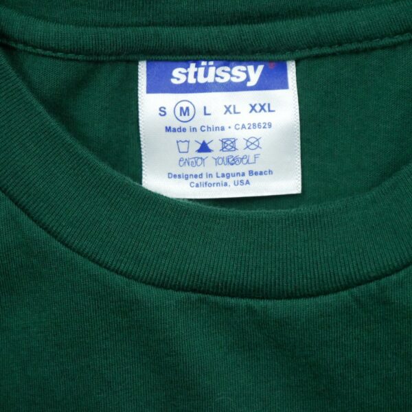 T shirt manches courtes homme vert Stussy Motif imprime Col Rond QWE3494