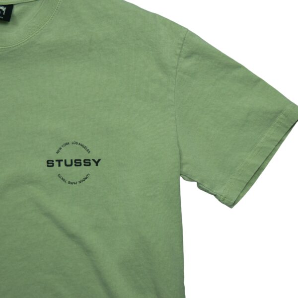 T shirt manches courtes homme vert Stussy Motif imprime Col Rond QWE3828