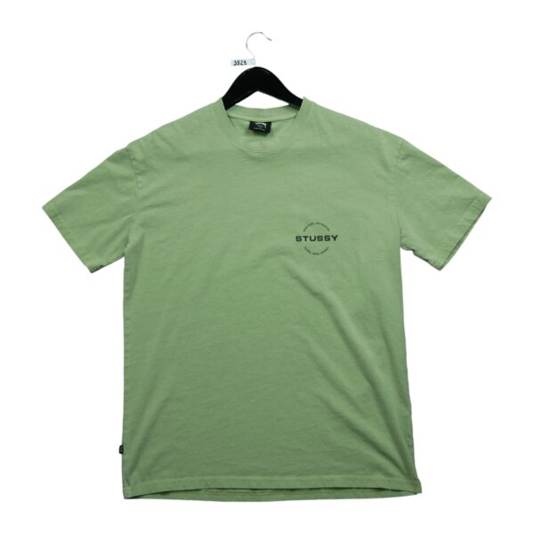T shirt manches courtes homme vert Stussy Motif imprime Col Rond QWE3828