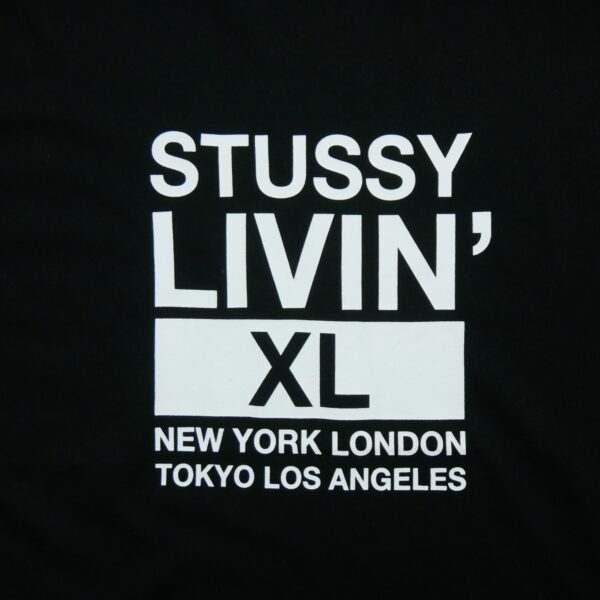 T shirt manches courtes homme noir Stussy Motif imprime Col Rond QWE3501