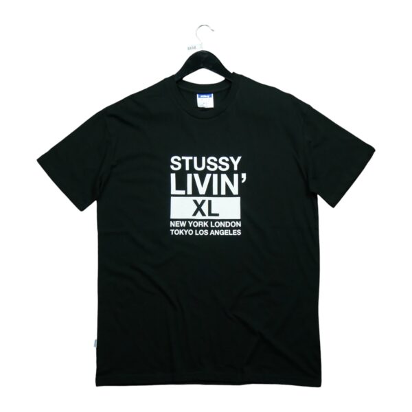 T shirt manches courtes homme noir Stussy Motif imprime Col Rond QWE3501