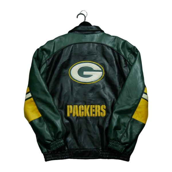 Veste en cuir homme manches longues noir NFL Team Apparel Col Harrington Equipe Green Bay Packers QWE2154