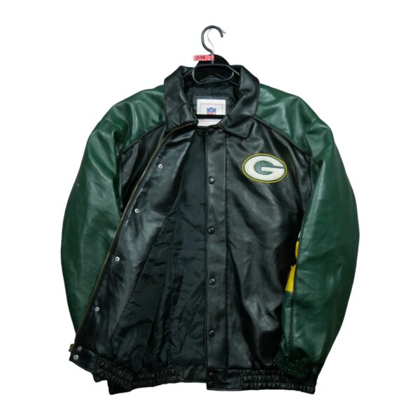 Veste en cuir homme manches longues noir NFL Team Apparel Col Harrington Equipe Green Bay Packers QWE2154
