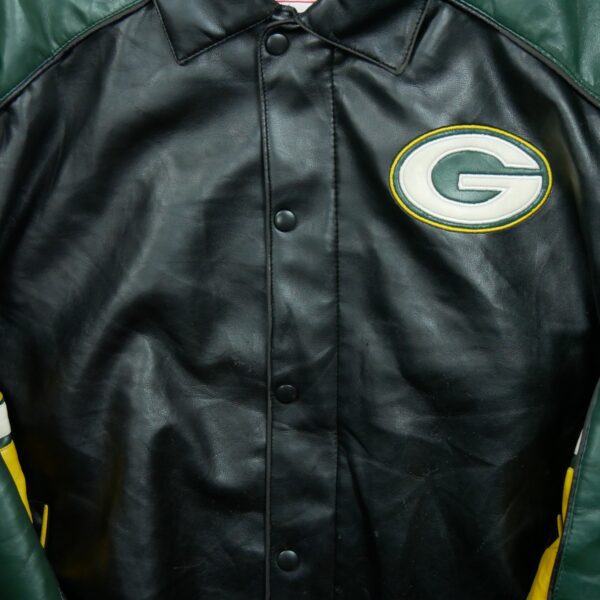 Veste en cuir homme manches longues noir NFL Team Apparel Col Harrington Equipe Green Bay Packers QWE2154