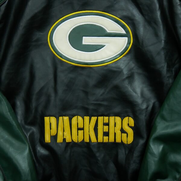 Veste en cuir homme manches longues noir NFL Team Apparel Col Harrington Equipe Green Bay Packers QWE2154