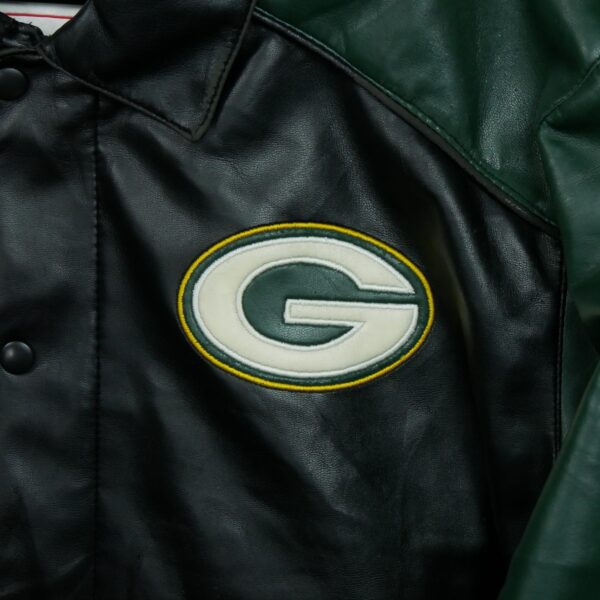 Veste en cuir homme manches longues noir NFL Team Apparel Col Harrington Equipe Green Bay Packers QWE2154
