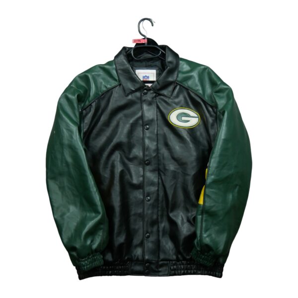 Veste en cuir homme manches longues noir NFL Team Apparel Col Harrington Equipe Green Bay Packers QWE2154