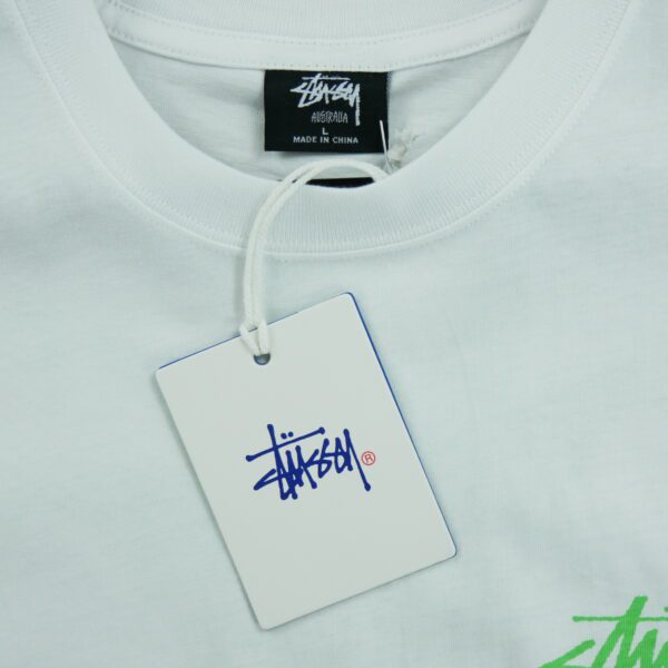 T shirt manches courtes homme blanc Stussy Motif imprime Col Rond QWE3160