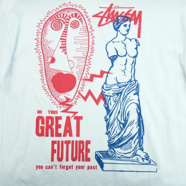 T shirt manches courtes homme blanc Stussy Motif imprime Col Rond QWE3260