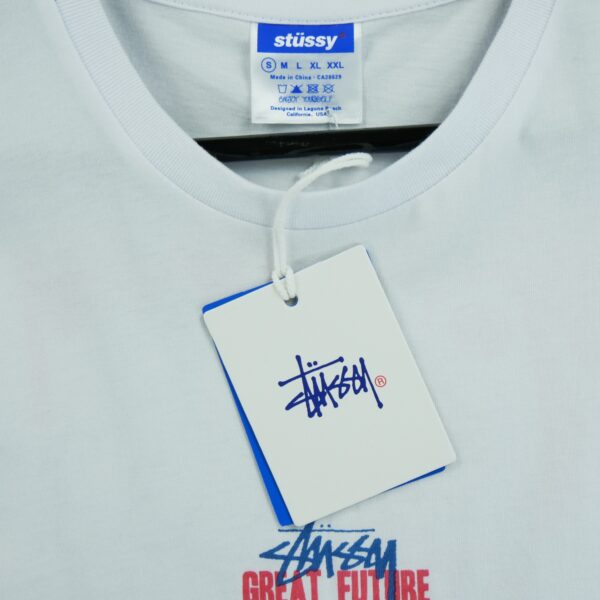 T shirt manches courtes homme blanc Stussy Motif imprime Col Rond QWE3260
