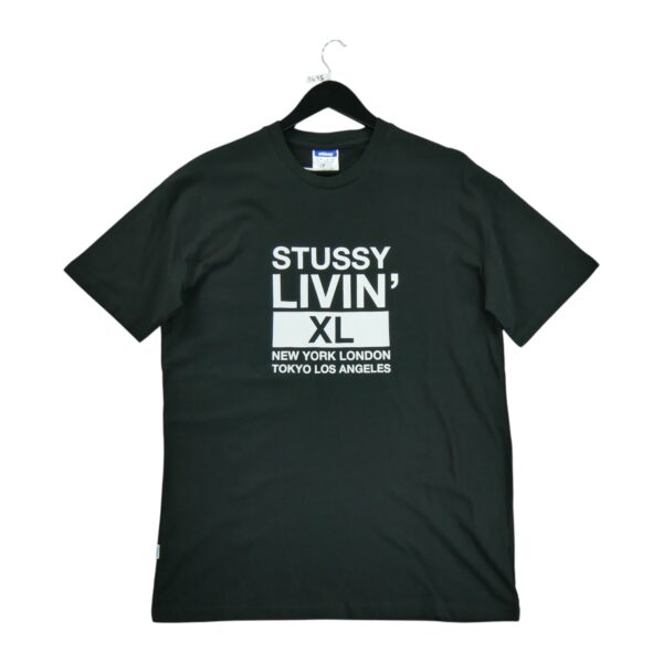 T shirt manches courtes homme noir Stussy Motif imprime Col Rond QWE3415