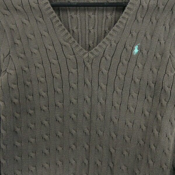 Pull femme manches longues marron Polo Ralph Lauren Col V QWE0586