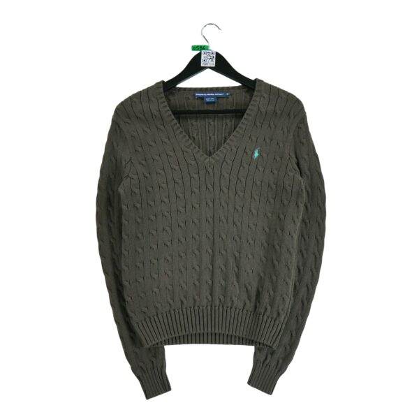 Pull femme manches longues marron Polo Ralph Lauren Col V QWE0586