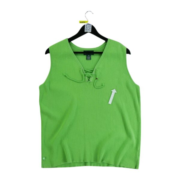 Pull femme sans manches vert fluo Polo Ralph Lauren Col V QWE1170