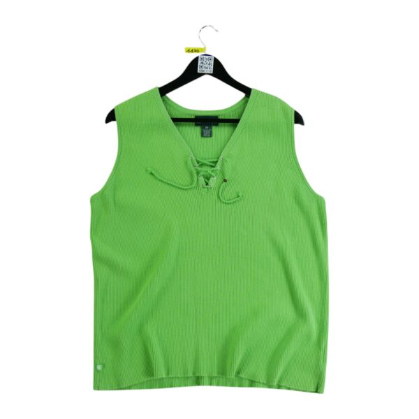 Pull femme sans manches vert fluo Polo Ralph Lauren Col V QWE1170