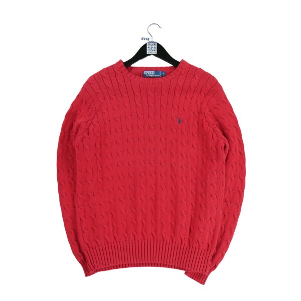Pull homme manches longues rouge Polo Ralph Lauren Col Rond QWE3338