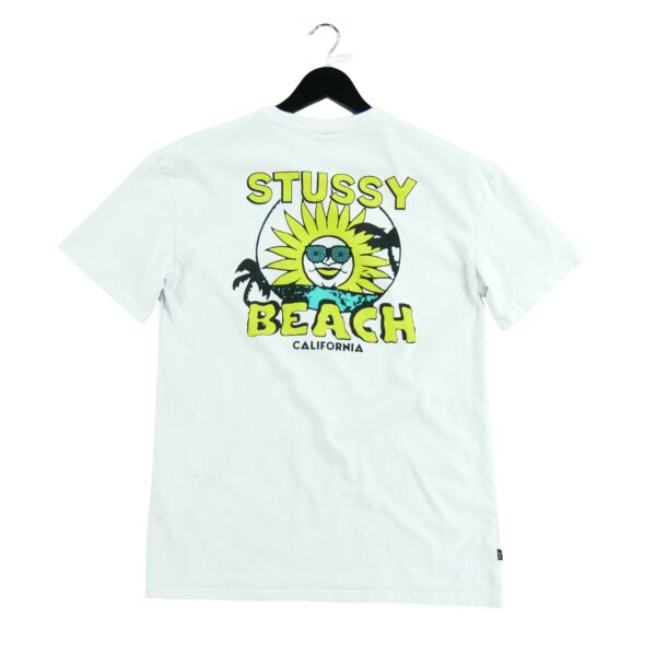 T shirt manches courtes homme blanc Stussy Motif imprime Col Rond QWE3176