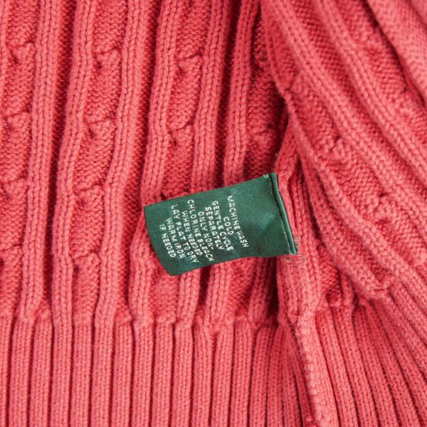 Gilet femme manches longues corail Polo Ralph Lauren Col Montant