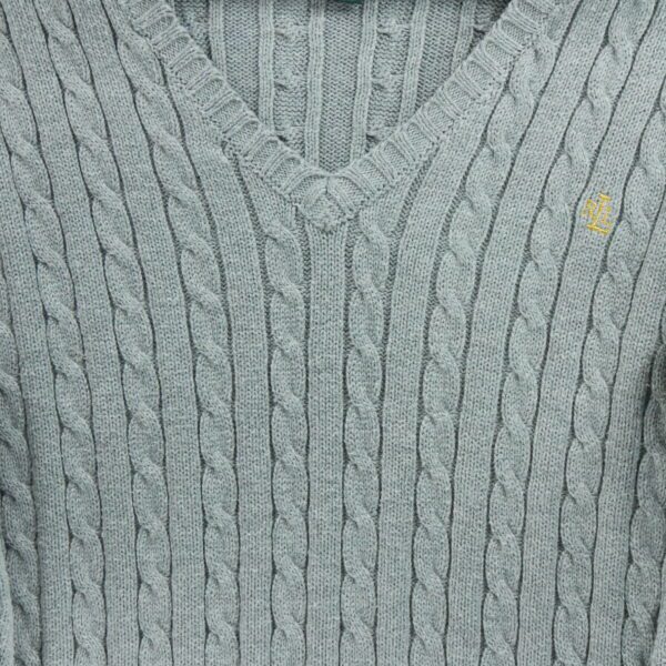 Pull femme manches longues gris Polo Ralph Lauren Col V