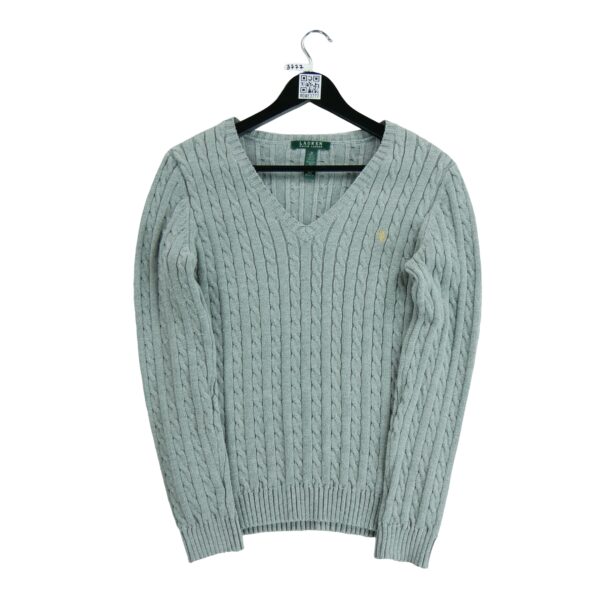Pull femme manches longues gris Polo Ralph Lauren Col V